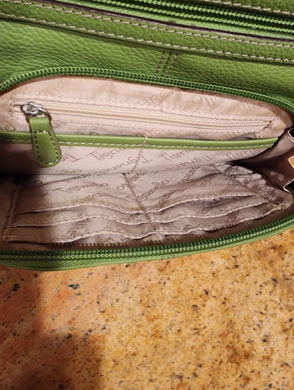 Tignanello Lime Green Crossbody Shoulder Bag - Lightweight Everyday Style - Picture 6 of 7